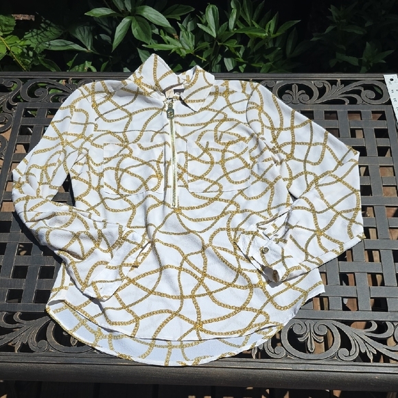 Michael Kors Women's White and Gold Chain Blouse - Picture 1 of 5